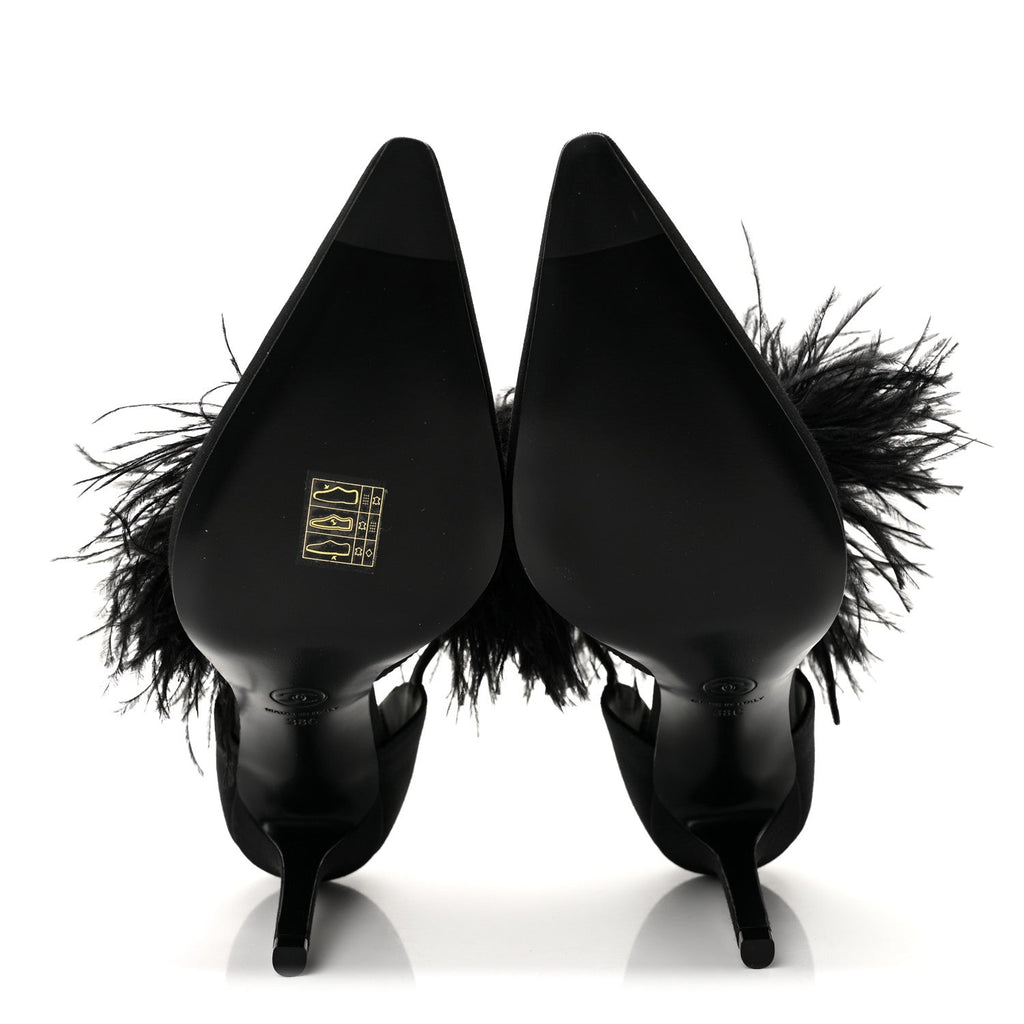 Grosgrain Feather Mary Jane Pumps 38 Black