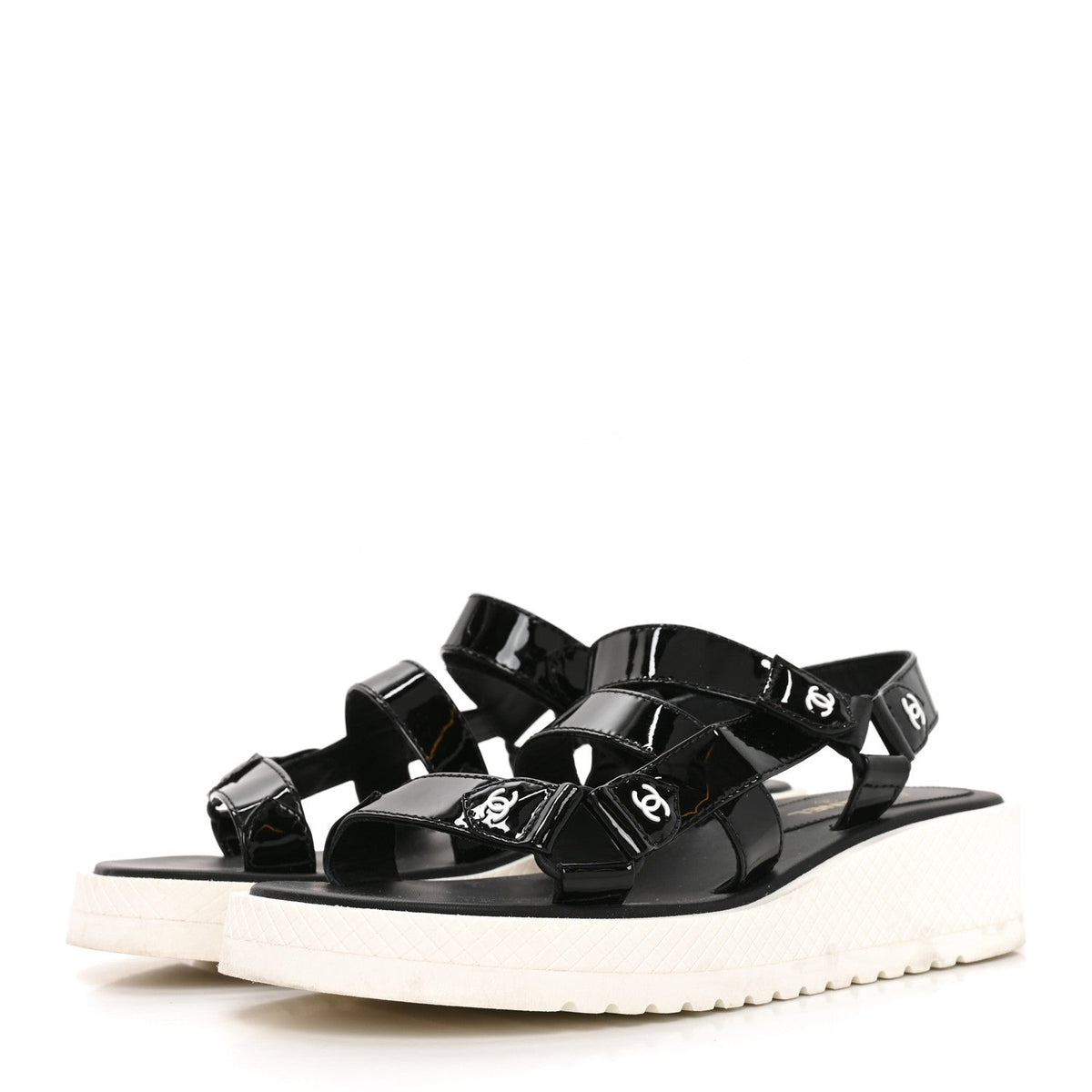 Patent CC Platform Sandals 36.5 Black