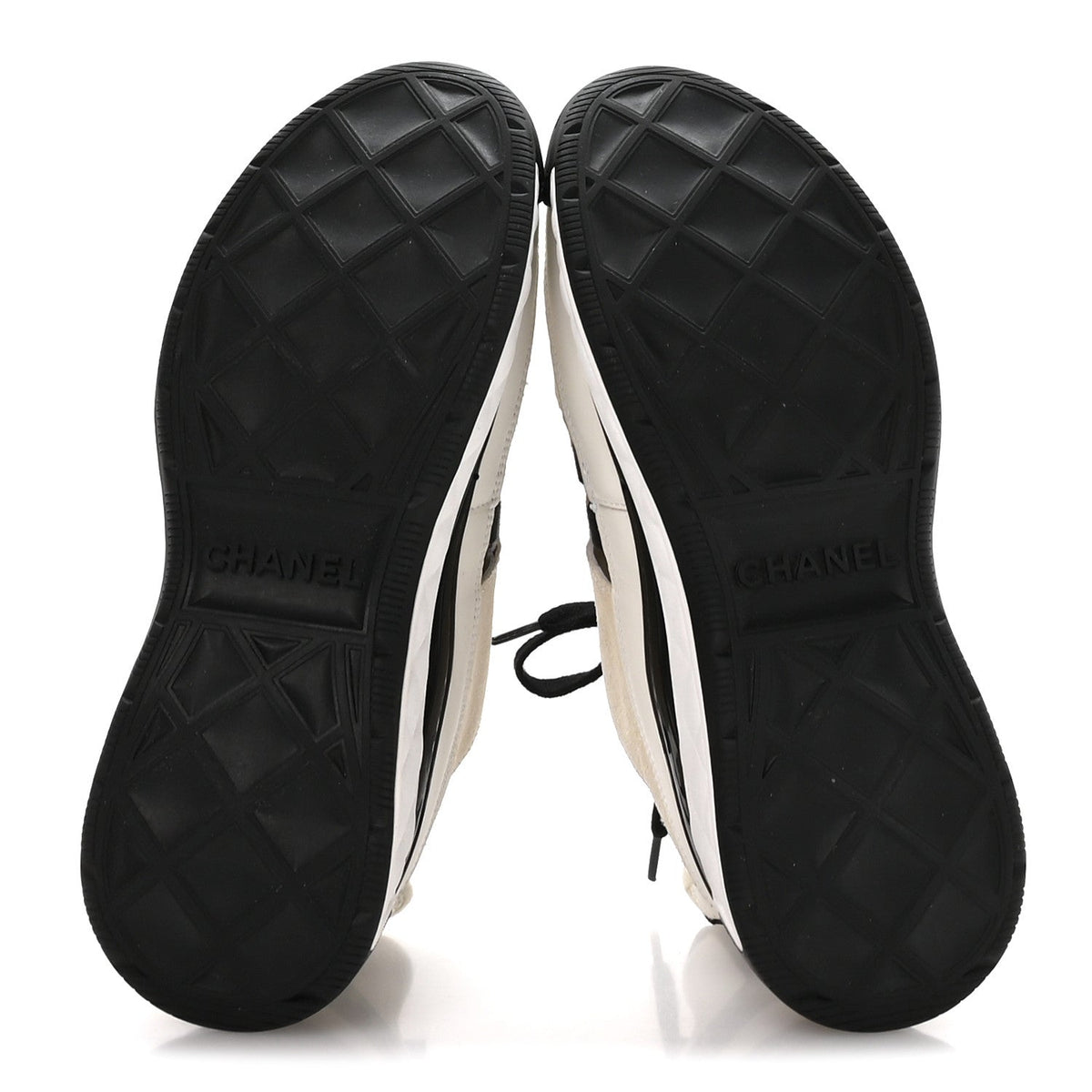 Fabric Calfskin Suede CC Sneakers 36 Ivory Black