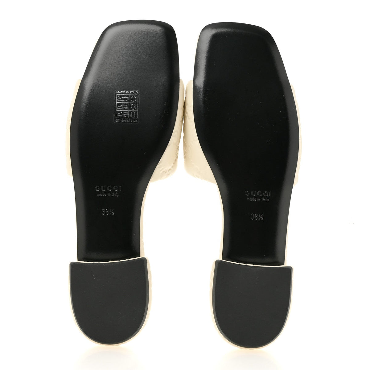Nappa Double GG Flat Slide Sandals 38.5 New Ivoire
