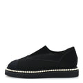 Stretch Fabric Grosgrain Pearl Cap Toe CC Moccasin Loafers 35.5 Black