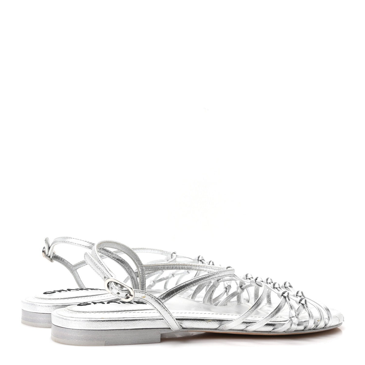 Laminated Lambskin CC Sandals 36.5 Silver