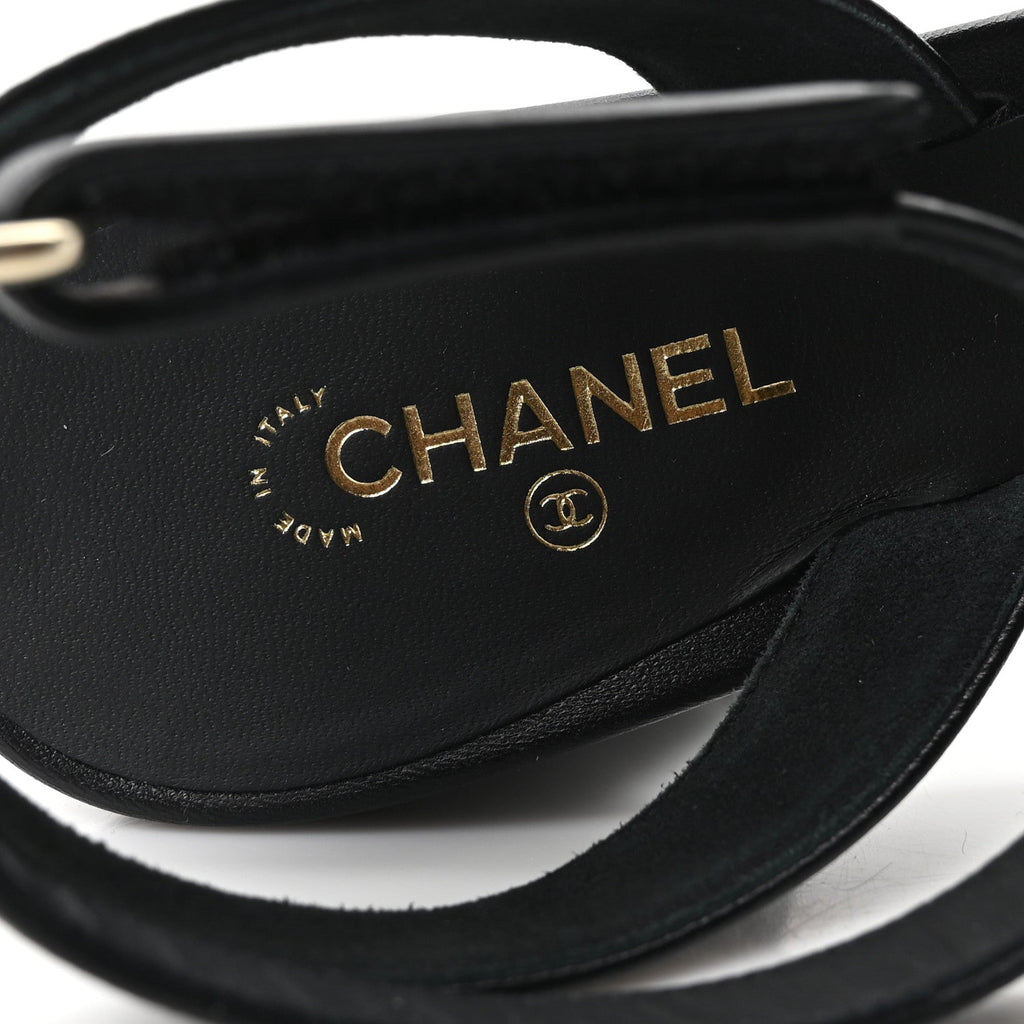 Lambskin Quilted Sandals 40 Black