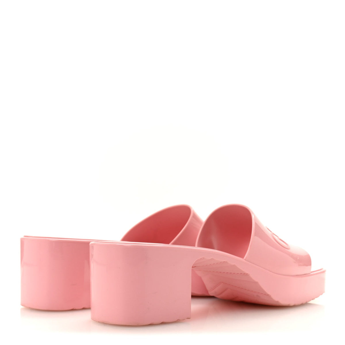 Rubber Gucci Logo Womens Platform 20/60mm Slide Sandals 38 Wild Rose