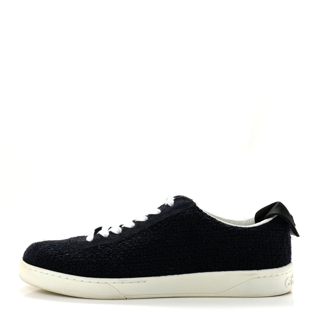 Tweed Suede Womens Sneakers 40.5 Navy