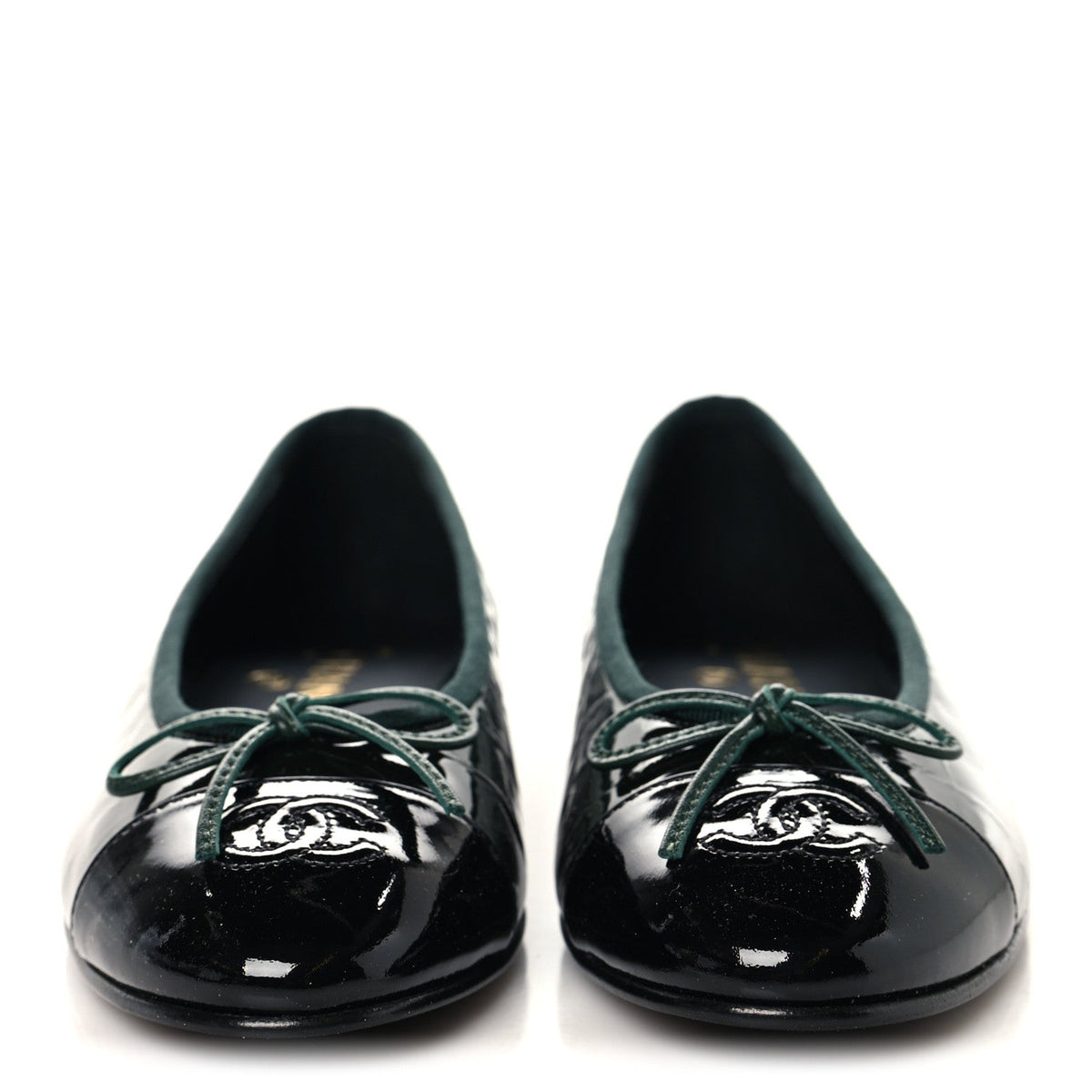 Patent Crocodile Embossed Ballerina Flats 37.5 Dark Green Black