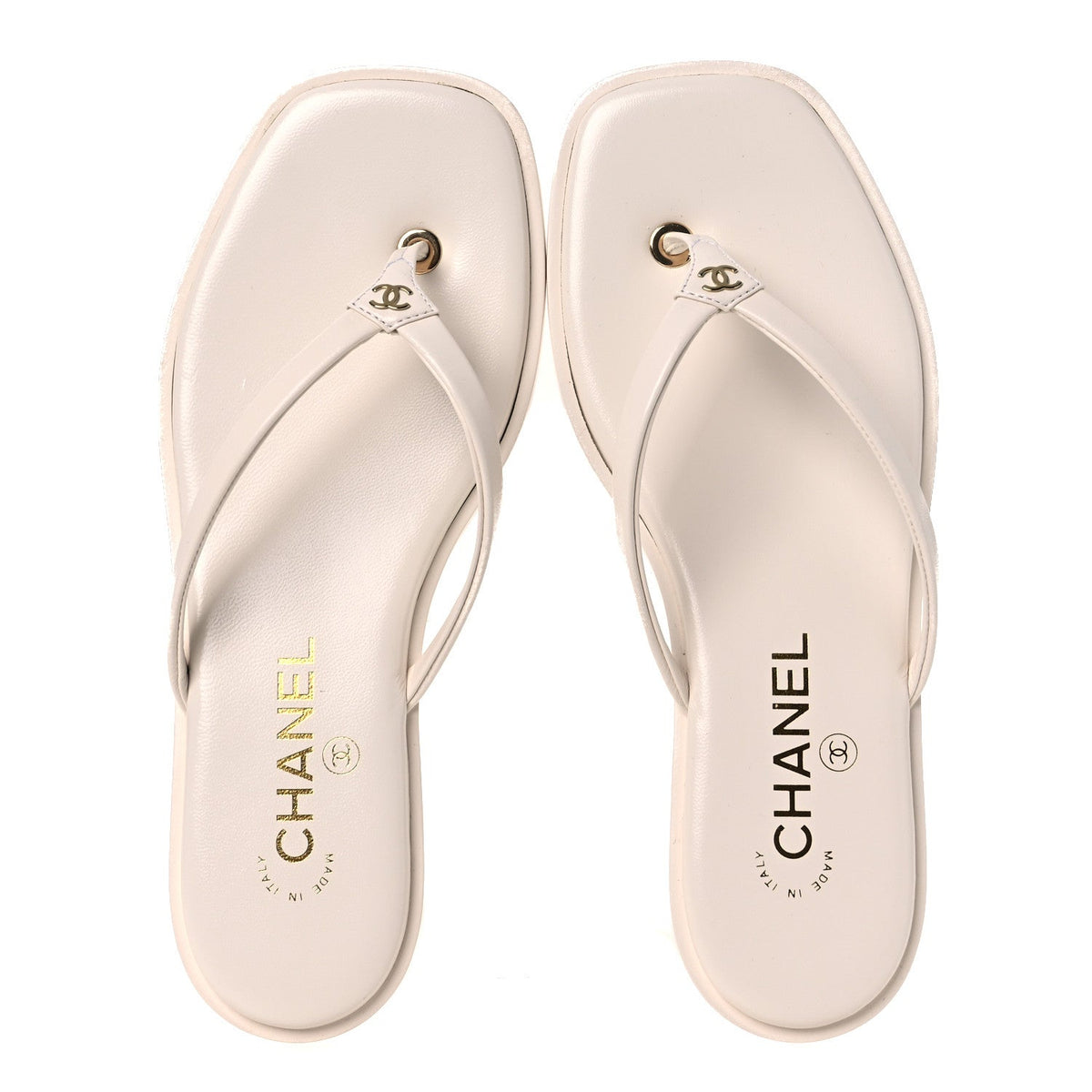 Goatskin CC Times Square Thong Sandals 37 Beige