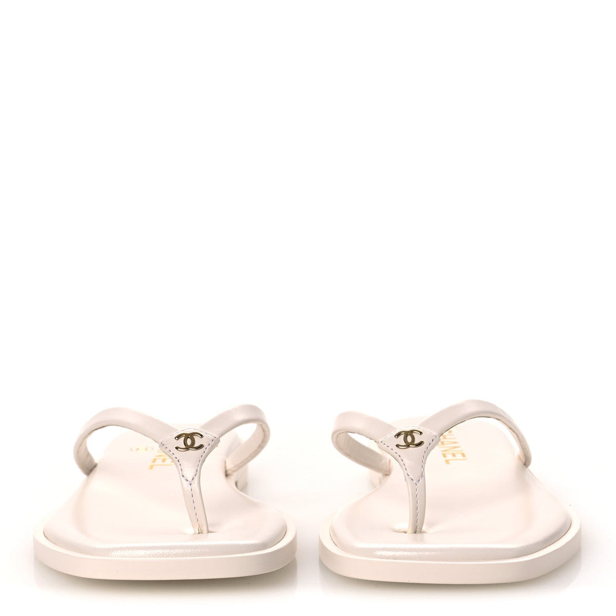 Goatskin CC Times Square Thong Sandals 35.5 White
