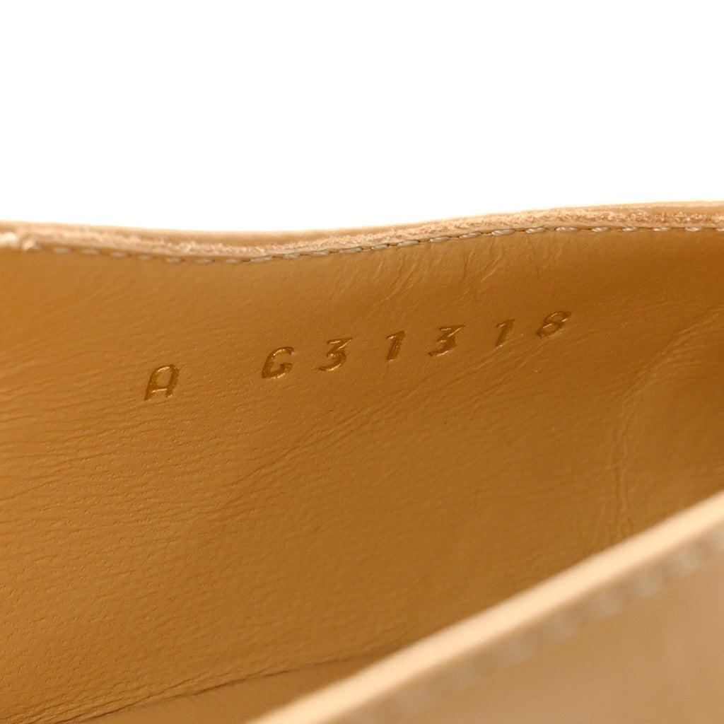 Goatskin Grosgrain Cap Toe CC Slingback Pumps 37 Beige Black