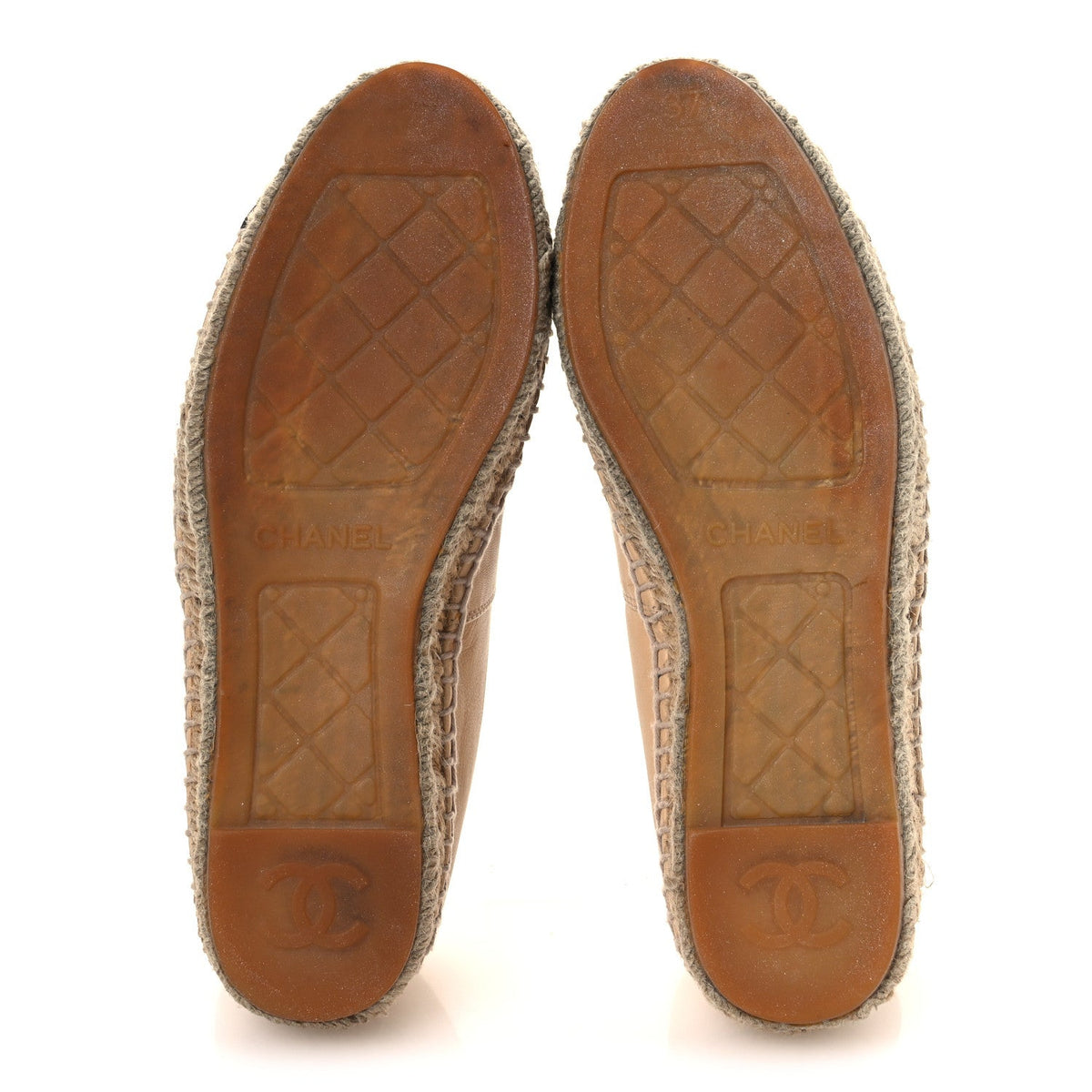 Lambskin CC Espadrilles 37 Beige Black