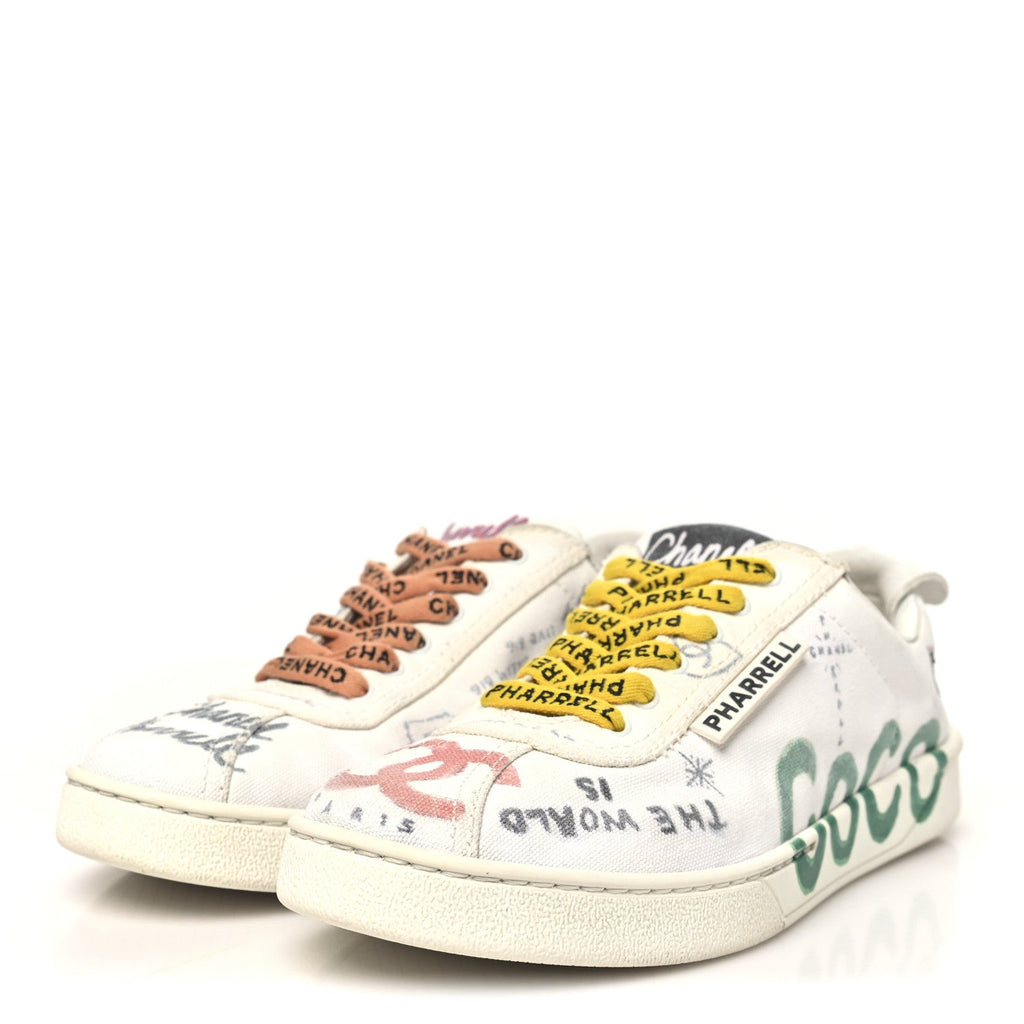 x Pharrell Williams Canvas Womens Sneakers 37 White Multicolor
