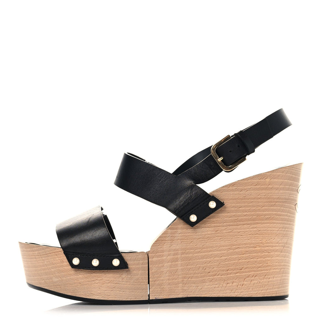 Wood Calfskin CC Hinge Wedge 41 Black