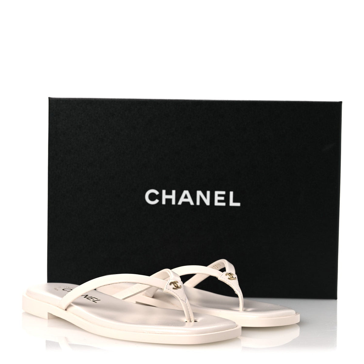 Goatskin CC Times Square Thong Sandals 35 White
