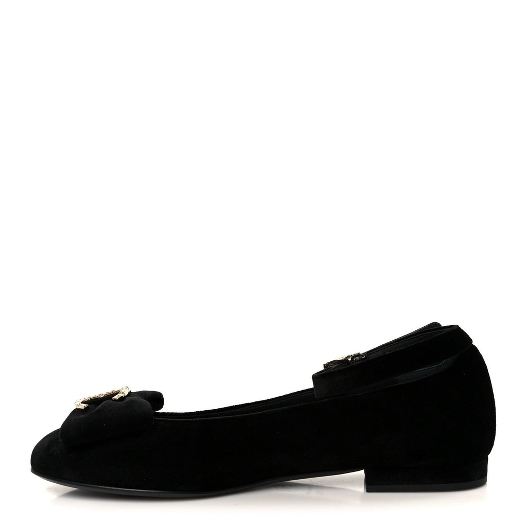 Velvet Strass CC Bow Mary Jane Flats 38.5 Black
