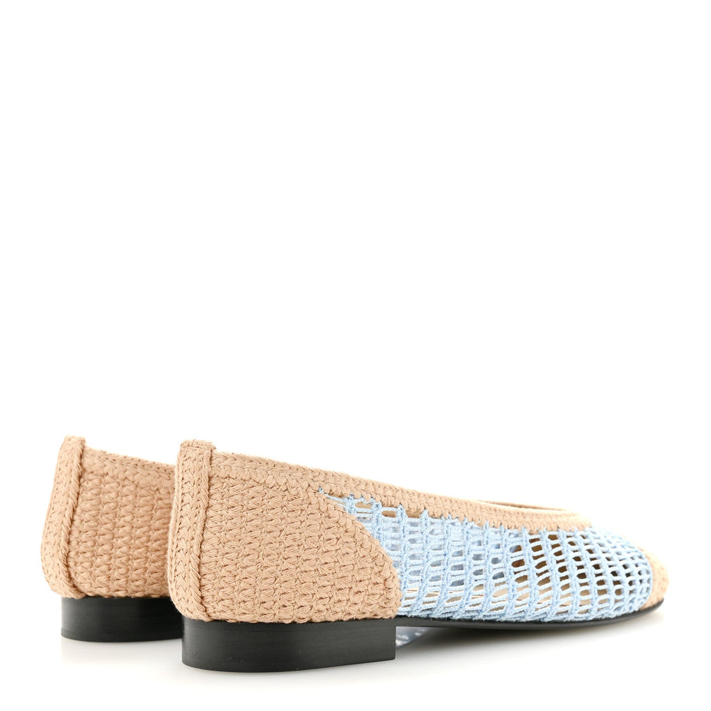 Raffia CC Cap Toe Ballerina Flats 35 Blue Beige