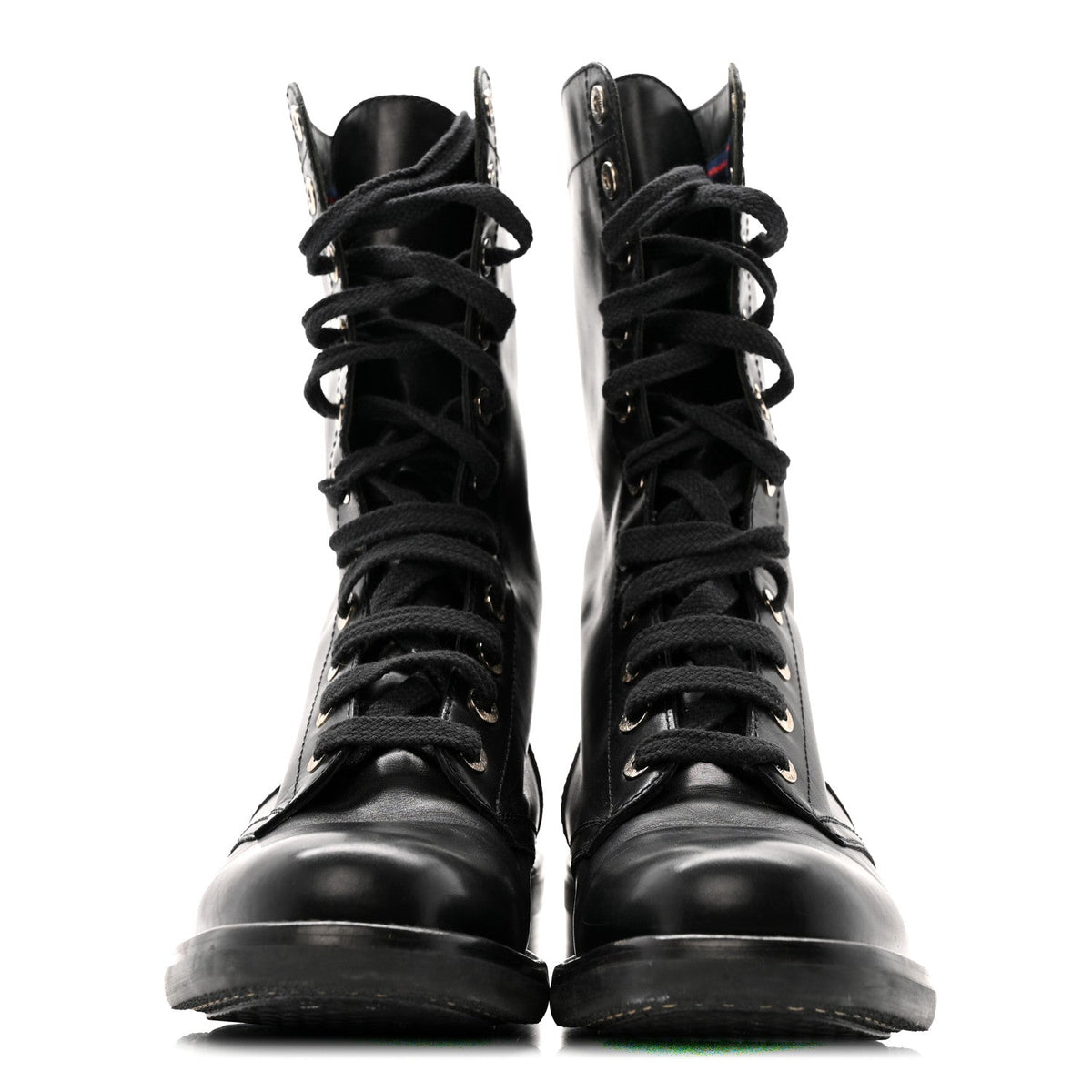Calfskin Lace Up Combat Boots  39.5 Black