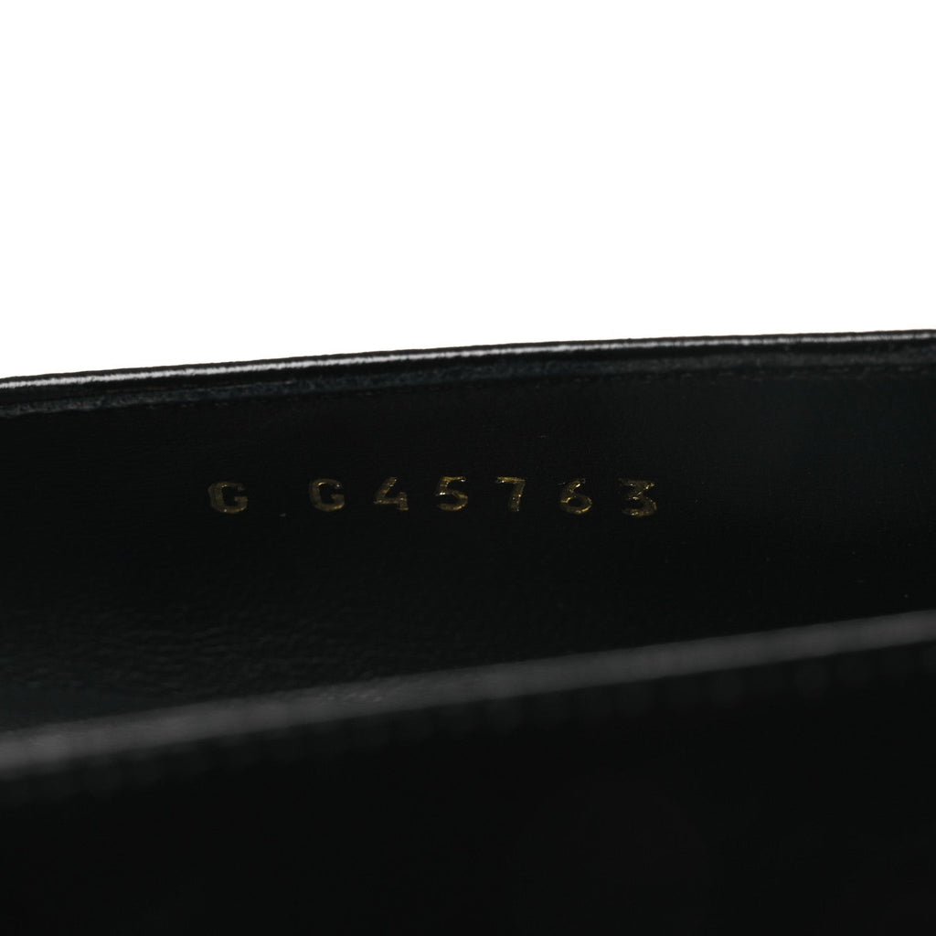 Shiny Lambskin Grosgrain Pearl Mary Jane Flats 37 Black