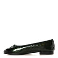Patent Calfskin Crocodile Embossed Ballerina Flats 36.5 Dark Green Black