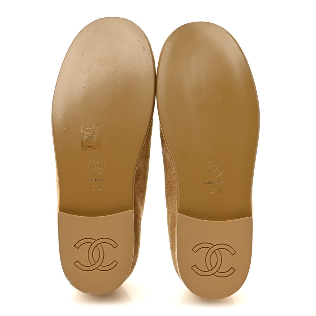 Suede Calfskin CC Loafers 37.5 Dark Beige