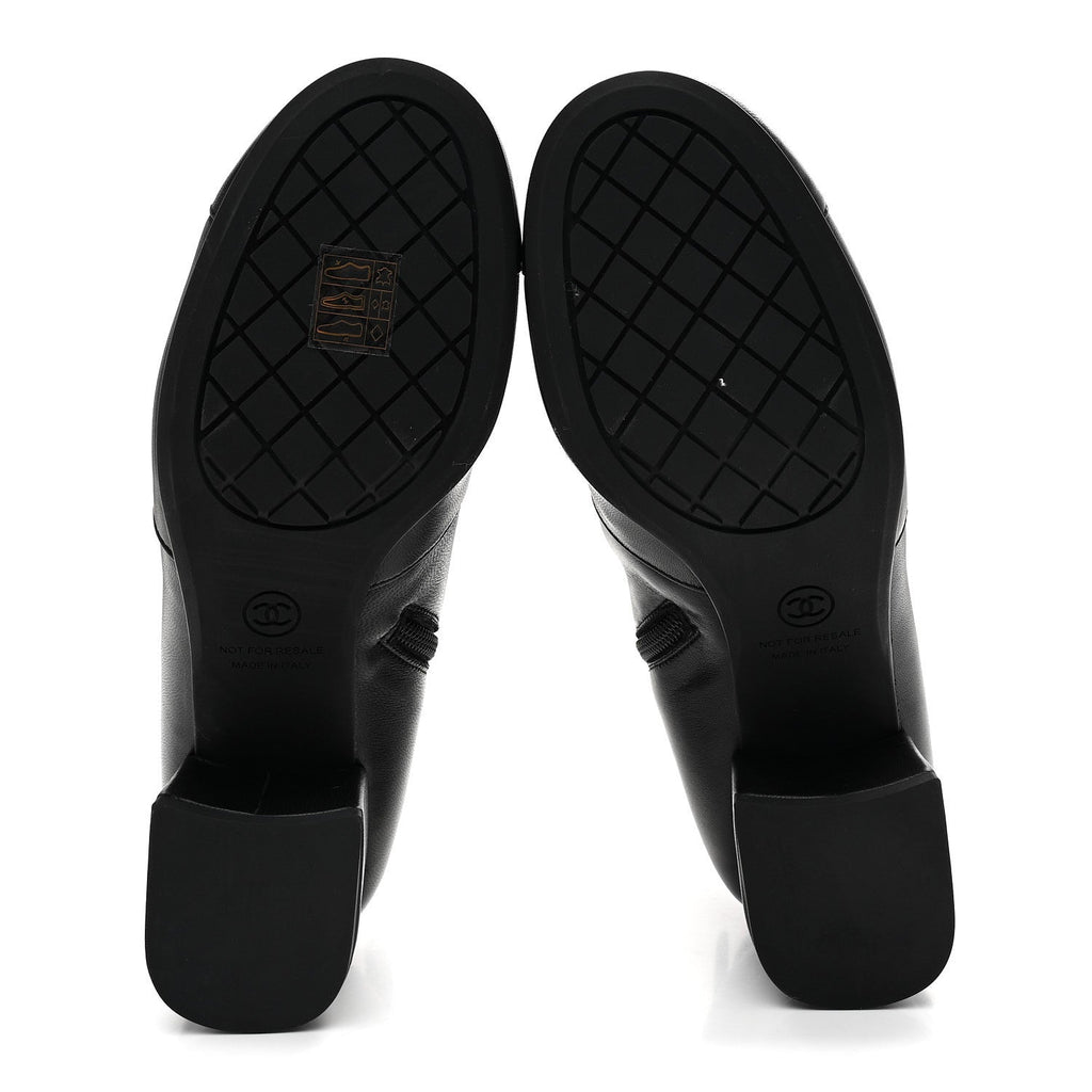 Stretch Lambskin Cap Toe CC Short Boots 38 Black