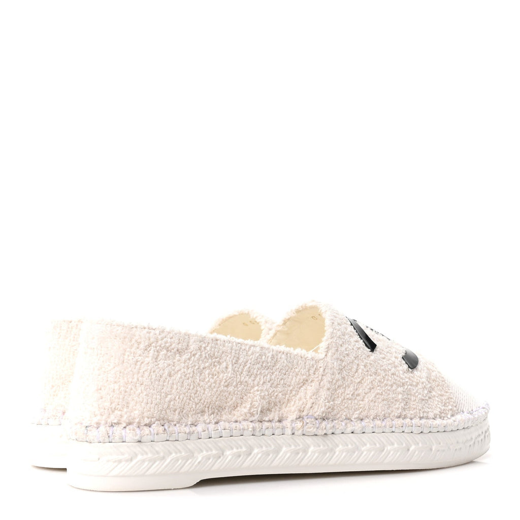 Tweed Grosgrain Patent CC Espadrilles 35 White Black