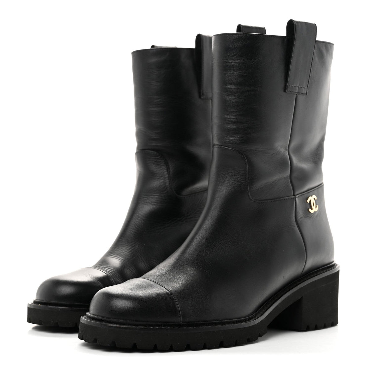 Calfskin CC Ankle Boots 39 Black
