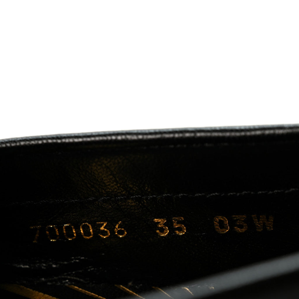 Goatskin Womens Logo 15mm Loafers 35 Black