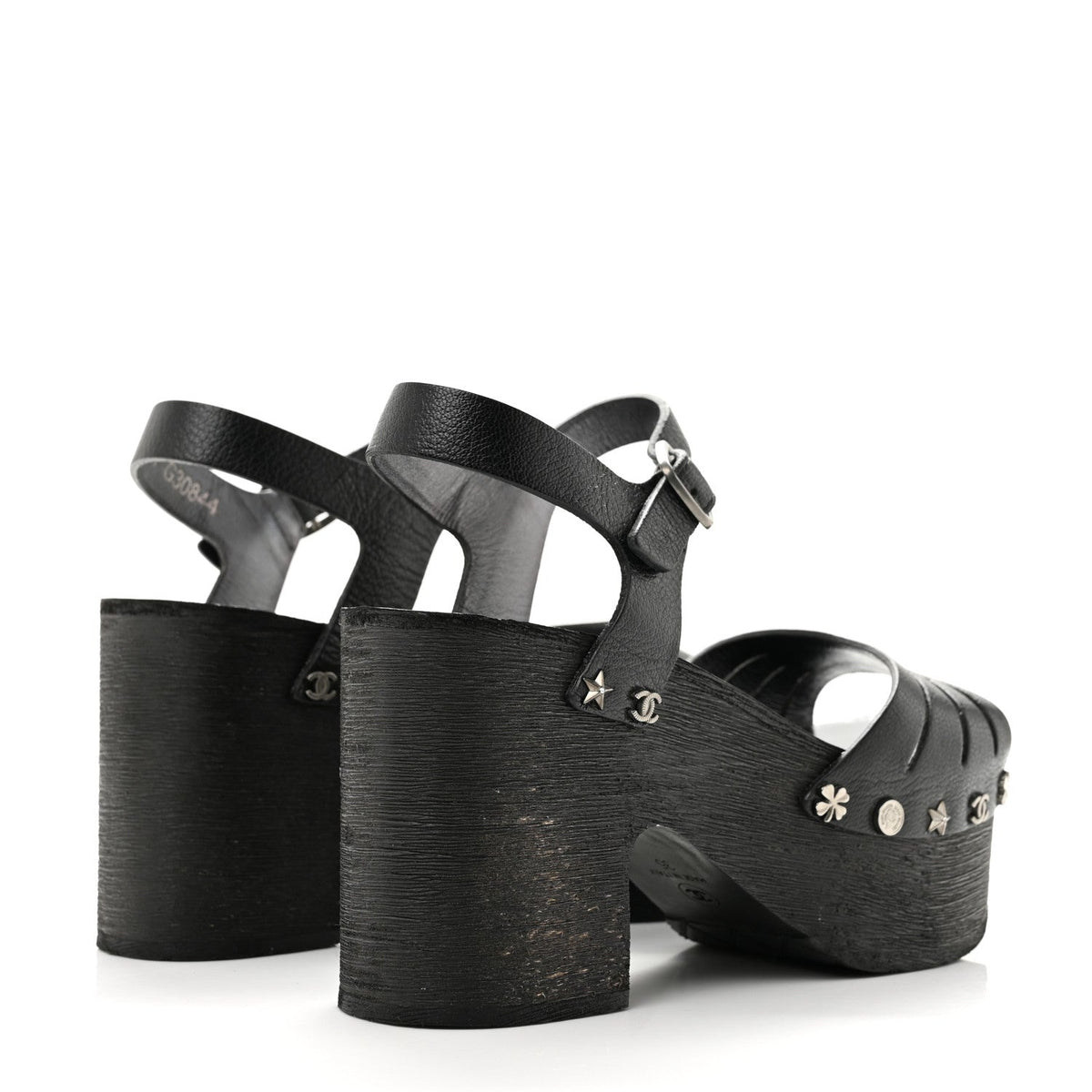 Goatskin Studded Platform Sandals 35 Black