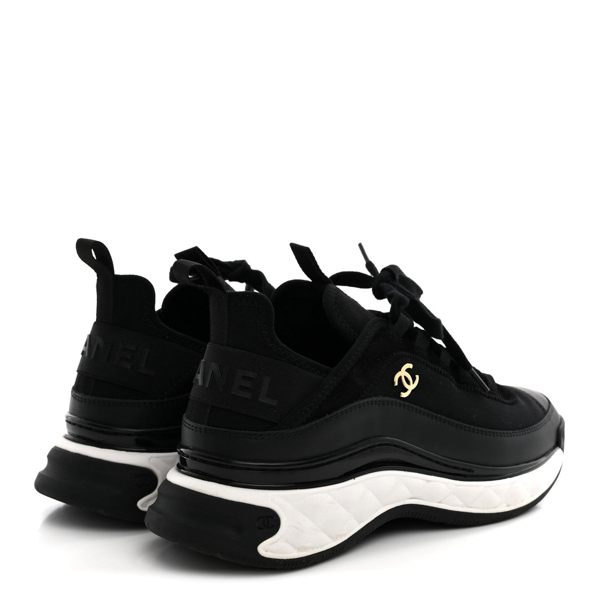 Velvet Calfskin Mixed Fibers CC Sneakers 40 Black