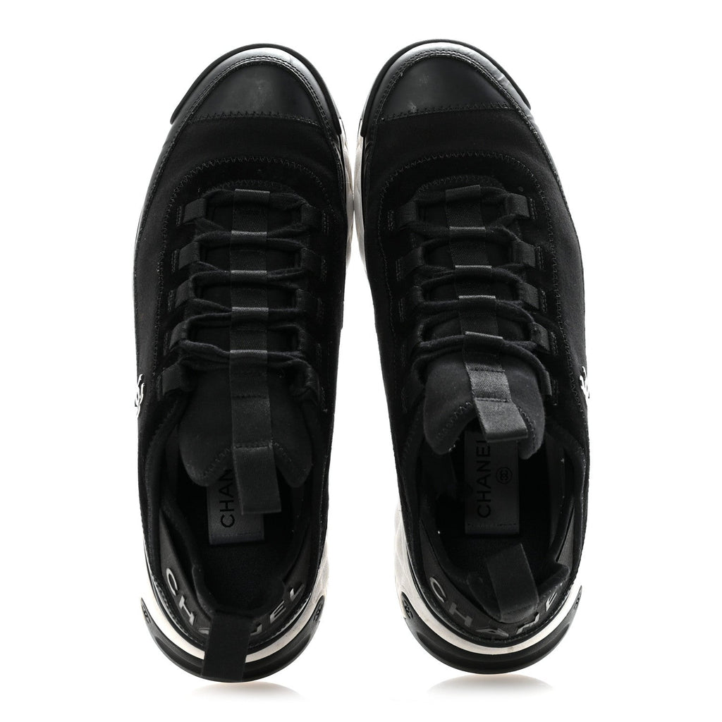 Velvet Calfskin Mixed Fibers Mens CC Sneakers 41 Black