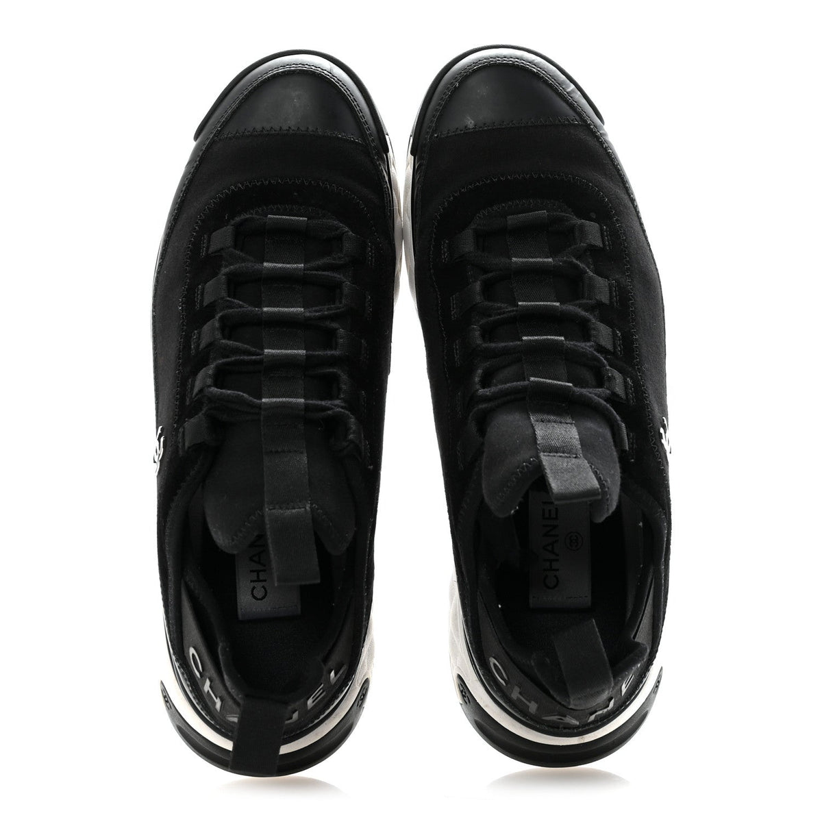 Velvet Calfskin Mixed Fibers Mens CC Sneakers 41 Black