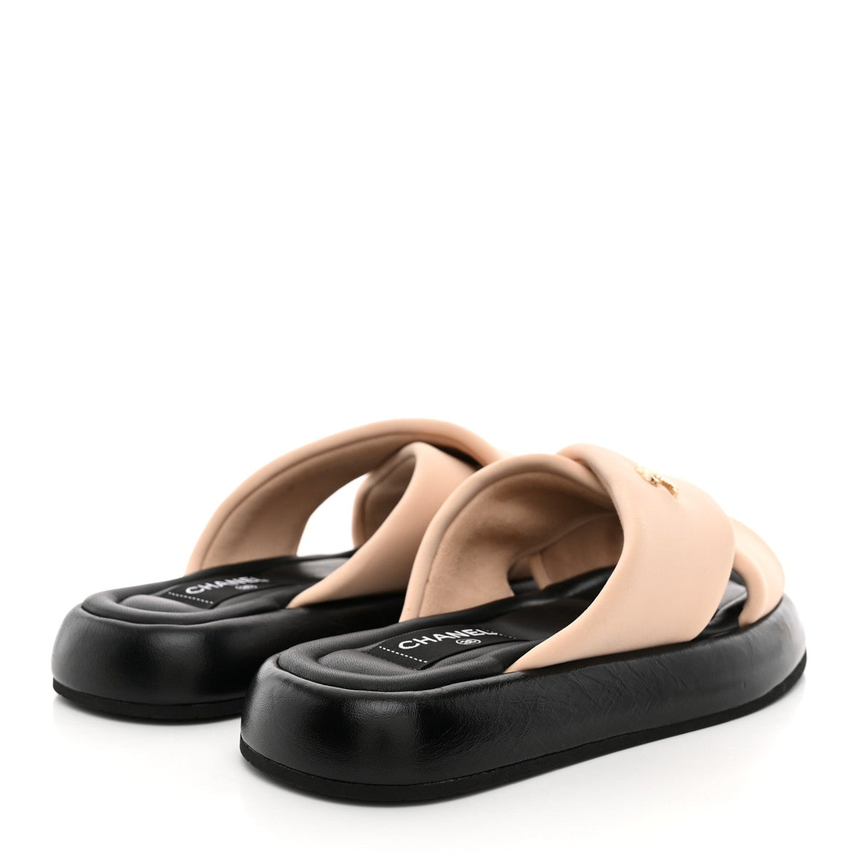 Fabric CC Mules Sandals 36 Light Beige