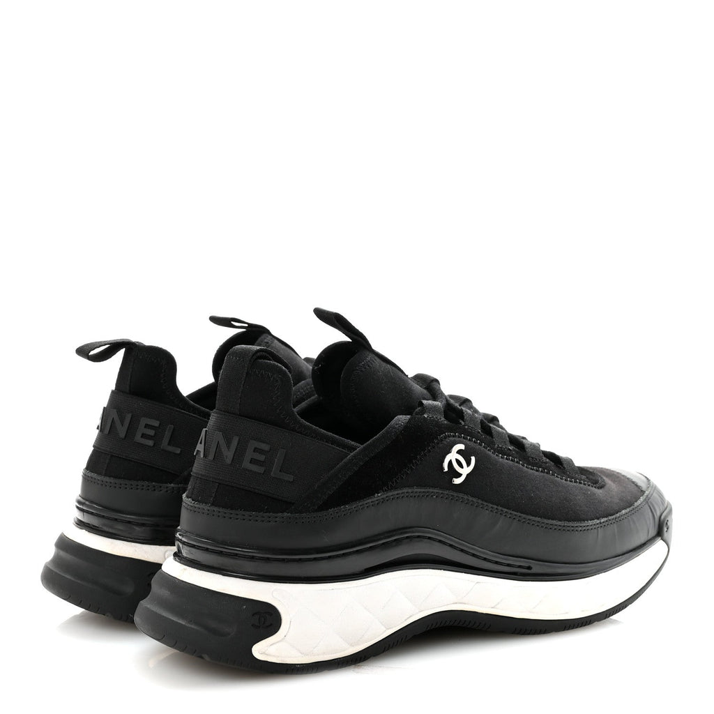 Velvet Calfskin Mixed Fibers Mens CC Sneakers 41 Black