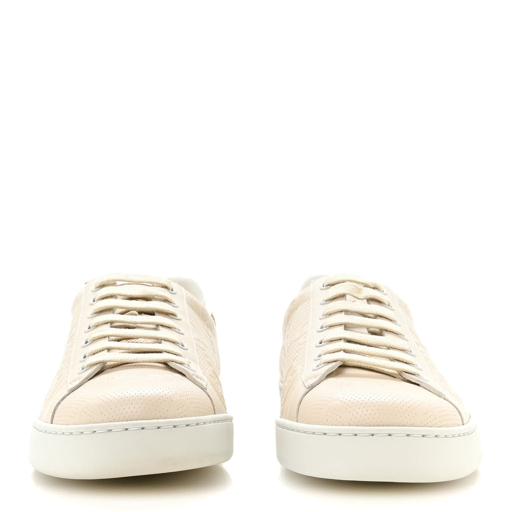 Calfskin GG Tennis Embossed Mens Ace Sneakers 8 Mystic White