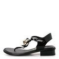 Patent Calfskin Camellia Thong Sandals 37 Black White