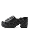 Lambskin Quilted CC Platform Mules 38.5 Black