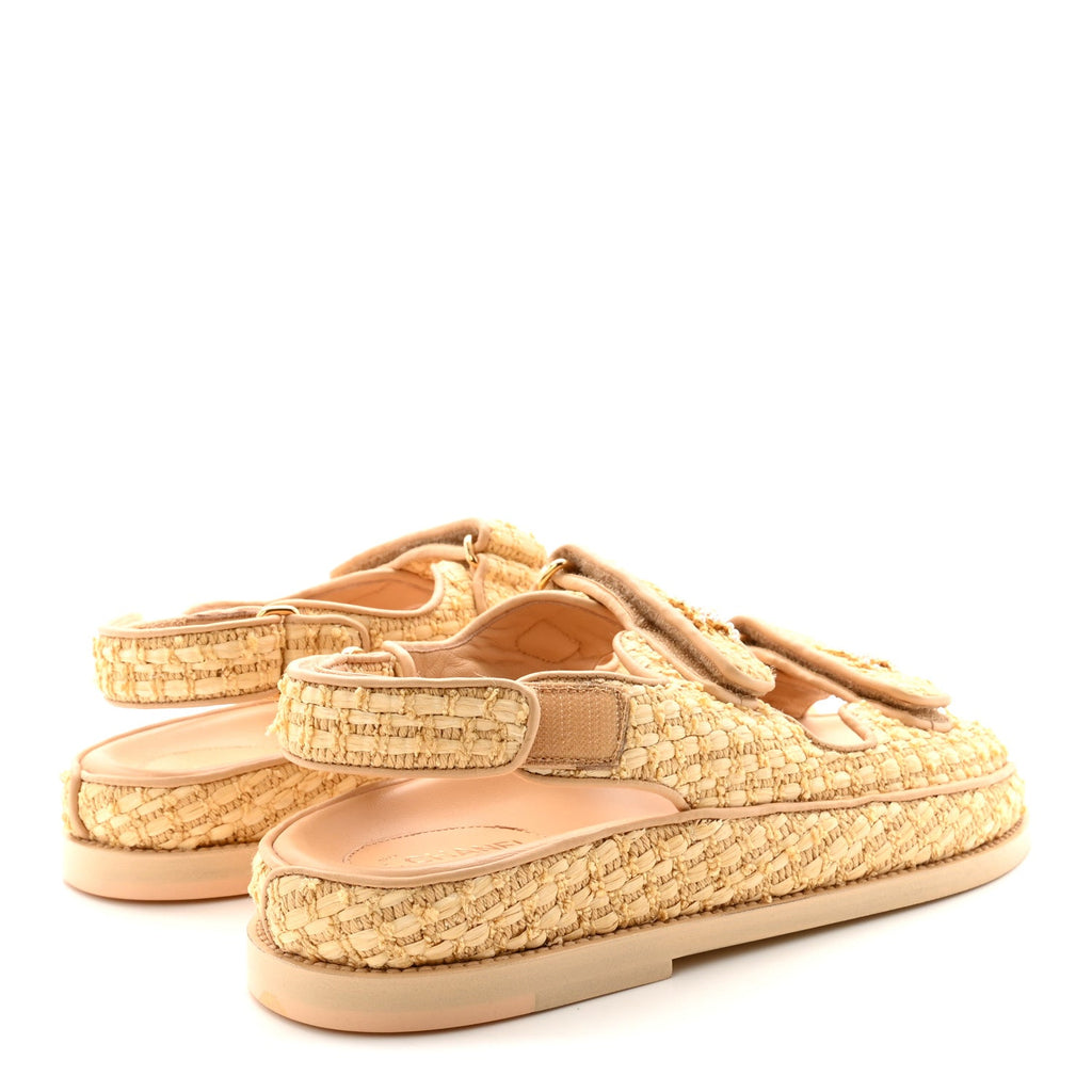 Braided Fabric Velcro Dad Sandals 37.5 Beige
