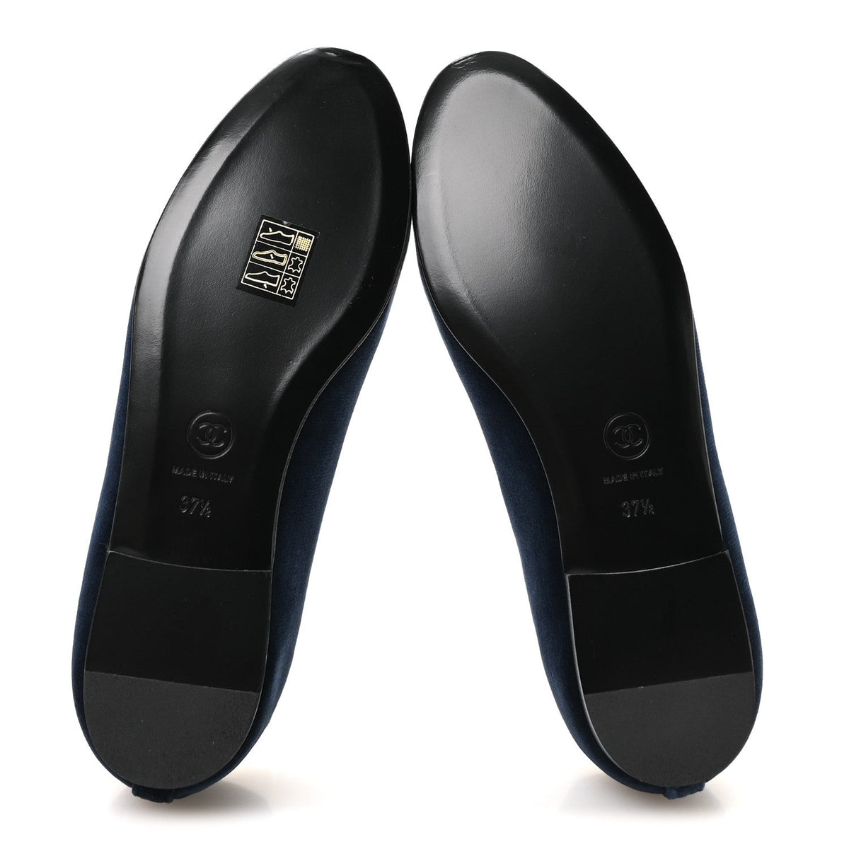 Velvet Grosgrain Cap Toe CC Ballerina Flats 37.5 Navy Black