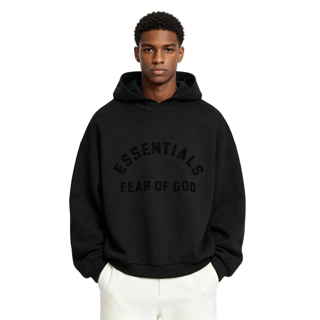 Fear of God Essentials Nylon Fleece Hoodie Jet Black