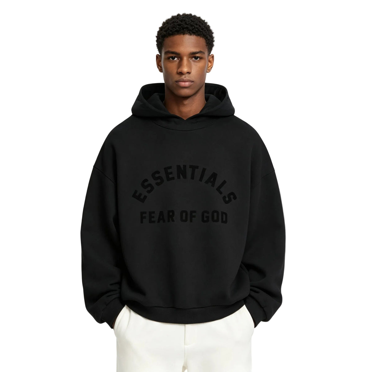 Fear of God Essentials Nylon Fleece Hoodie Jet Black