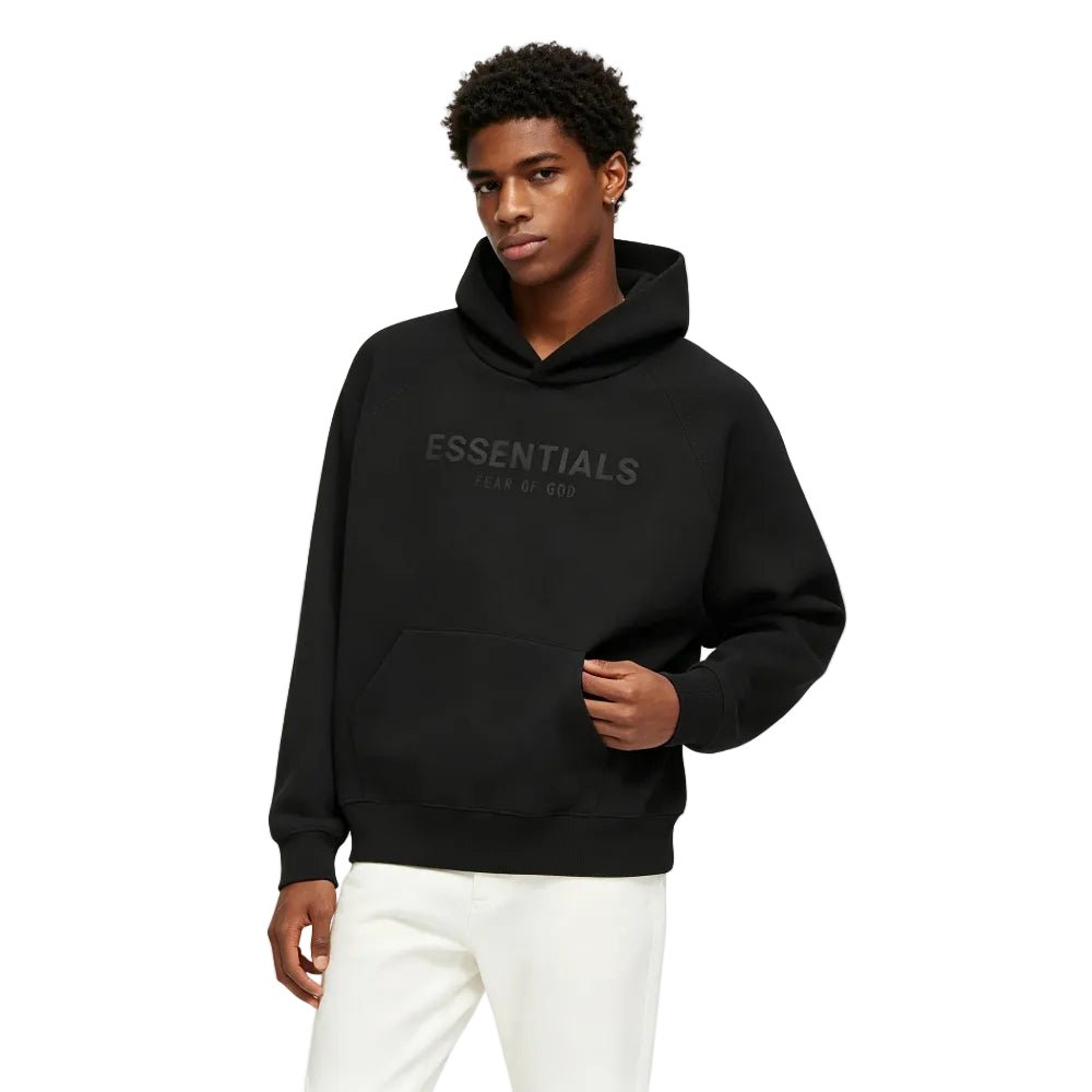 Fear Of God Essentials Waffle Raglan Hoodie Off Black
