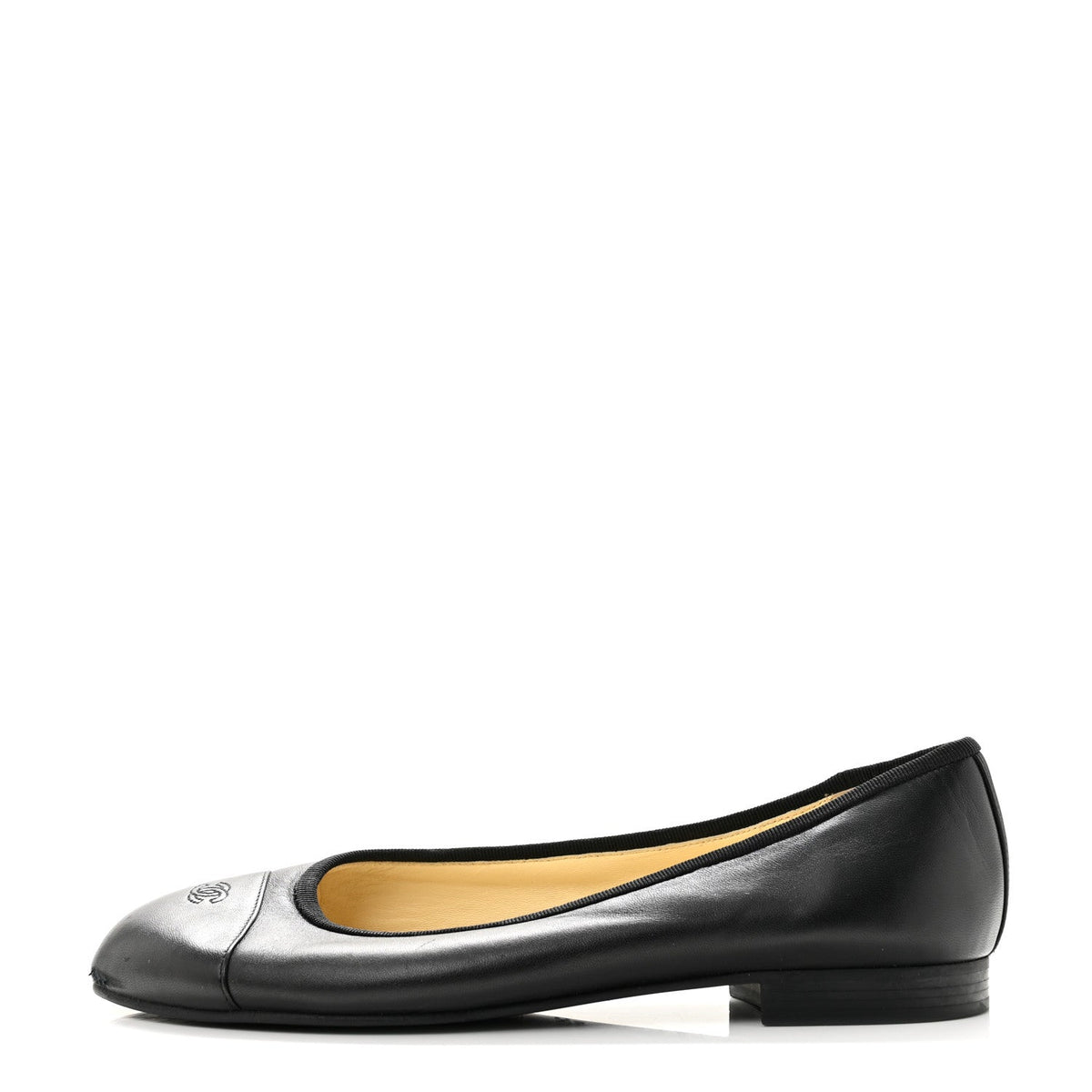 Lambskin Cap Toe CC Uniform Ballerina Flats 39 Black
