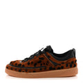 Lambskin Cheetah Print Quilted Sneakers 38.5 Brown Black