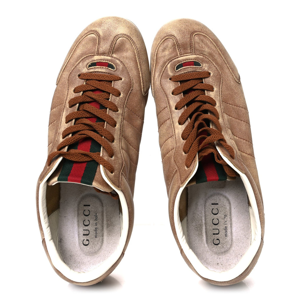 GG Monogram Suede Web Mens Shift Sneakers 9.5 Beige Brown