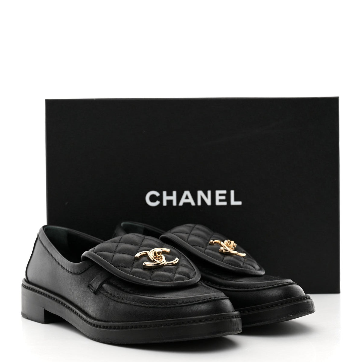 Lambskin Quilted CC Turnlock Loafers 37.5 Black 37.5 Black