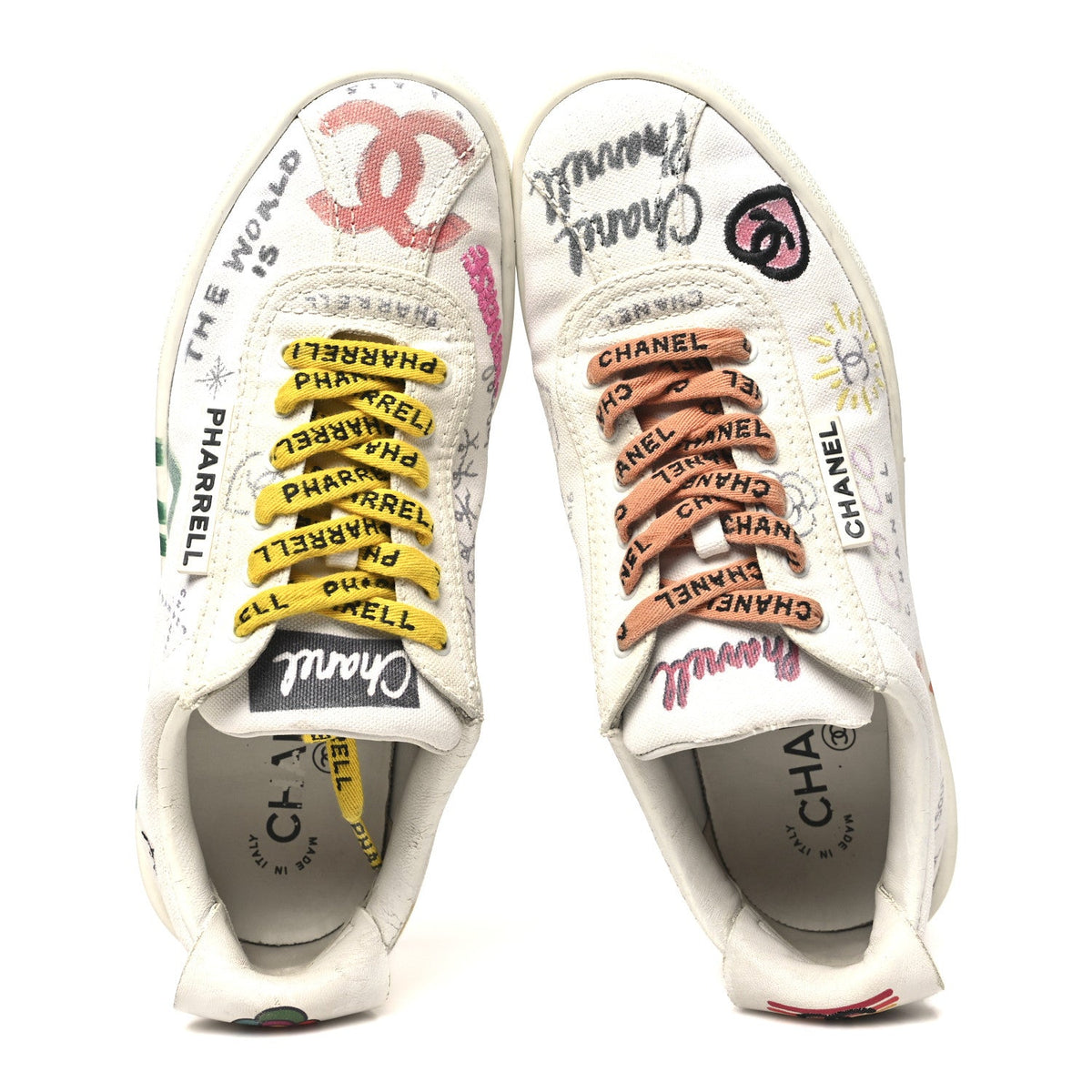 x Pharrell Williams Canvas Womens Sneakers 37 White Multicolor