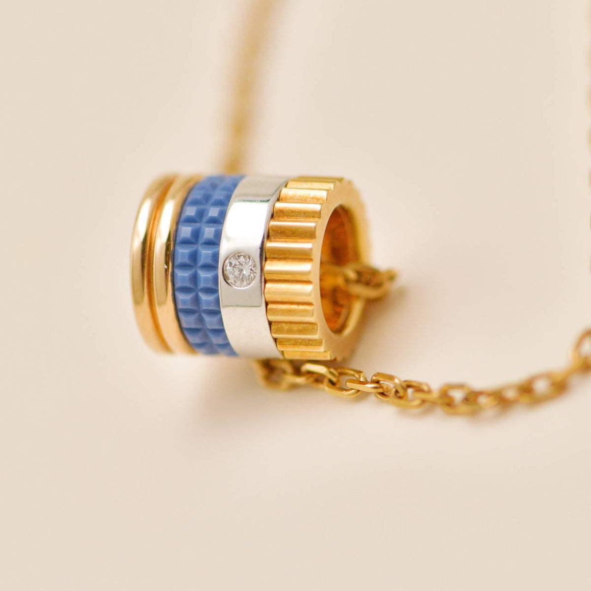 Boucheron Quatre Blue Edition Mini Pendant Necklace 18K Rose Yellow White Gold Ceramic